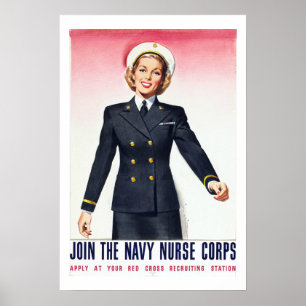 Poster Enlistagem de Enfermeiros do Marinho Vintage Corps
