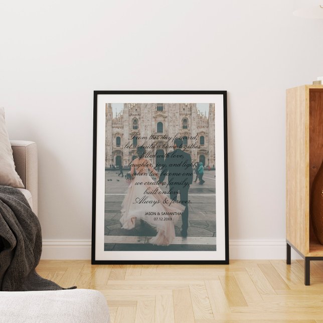 Poster Enorme Presente de Casamento com Foto e Caligrafia (Huge Photo Wedding Gift Script Calligraphy Vows Poster
)