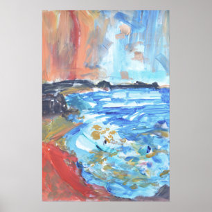 Poster Enseada Oceânica Vibrante Expressionista