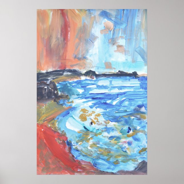 Poster Enseada Oceânica Vibrante Expressionista (Frente)