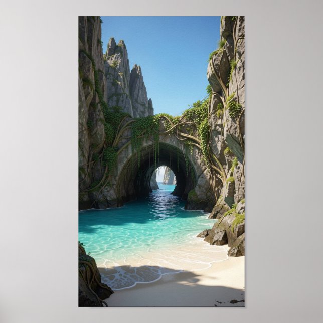 Poster Enseada Secreta Com Água Turquesa (Frente)