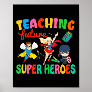 Poster Ensinando Futuros Super Heróis Groovy Professor Vo