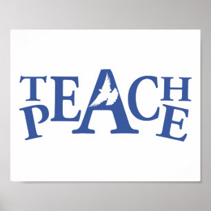 Poster Ensine a paz a única arte branca do slogan da