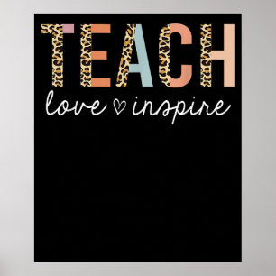 Poster Ensine Amor Inspire Leopardo De Volta à Escola Pro