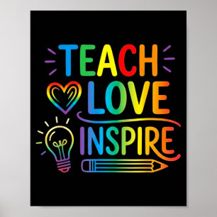 Poster Ensine amor inspire retro professor volta às aulas