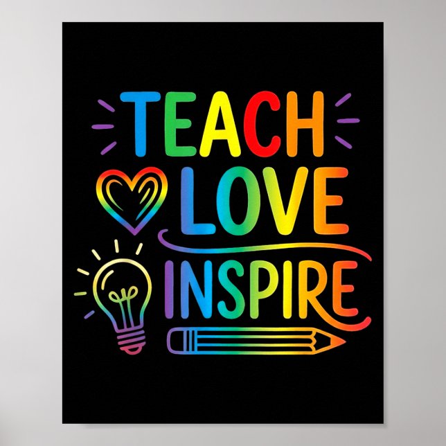 Poster Ensine amor inspire retro professor volta às aulas (Frente)
