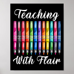 Poster Ensino Com Flair Professor Pré-Escolar Primeiro Di