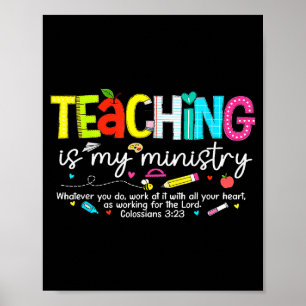 Poster Ensino É Meu Ministério Deus Professor Cristão Cos