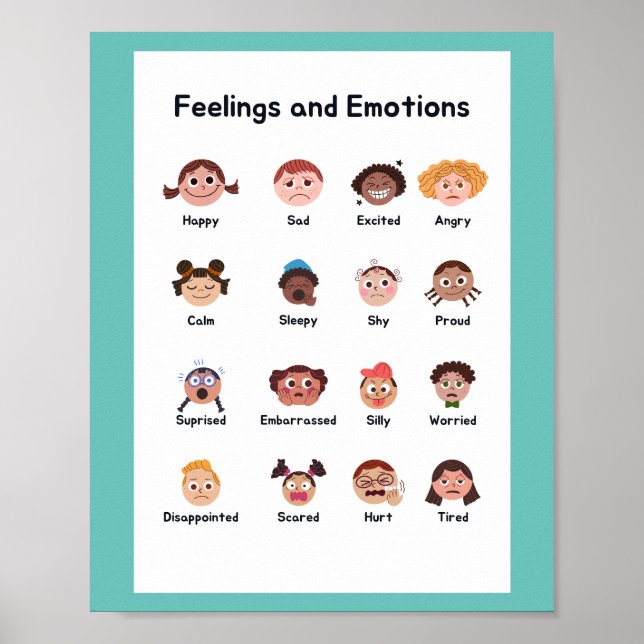 Poster Ensino Escolar de Sentimentos e Emoções (Frente)