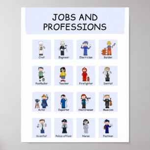 Poster Ensino Escolar Emprego e Profissões