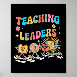 Poster Ensino Retro Líderes Futuros Professor Groovy Cost