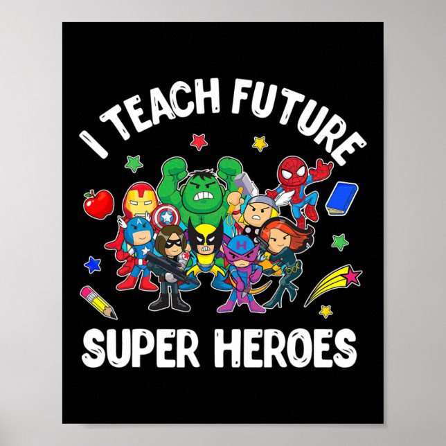 Poster Ensino Super Heróis Futuros Dando Presente Ensinan (Frente)