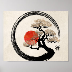 Poster Enso Circle e Bonsai Tree na Canvas