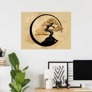 Poster Enso Zen Circle Bonsai - Ouro Sunrise