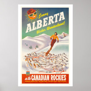 Poster Ensolarado Alberta Paraíso de Inverno Canadense