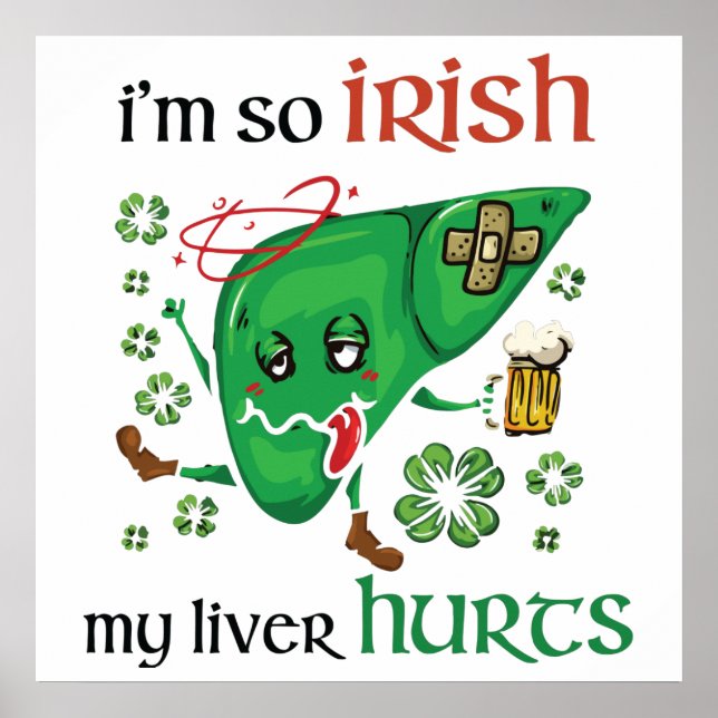 Poster Então irlandês meu fígado dói (Frente)
