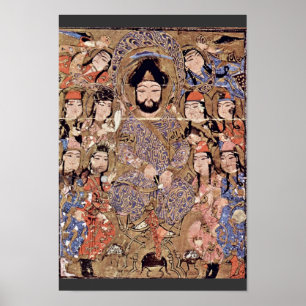 Poster Enthroned Ruler And His Followers By Meister Des B