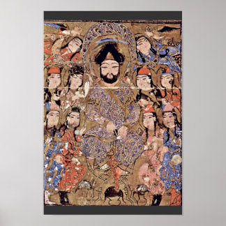 Poster Enthroned Ruler And His Followers By Meister Des B