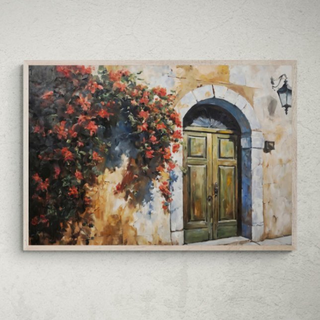 Poster Entrada de eterno: Porta russa com Florais vermelh (Criador carregado)