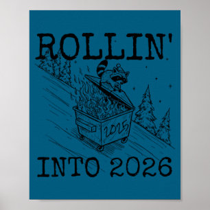 Poster Entrando em 2026 Feliz Ano Novo Guaxinim Homens Mu