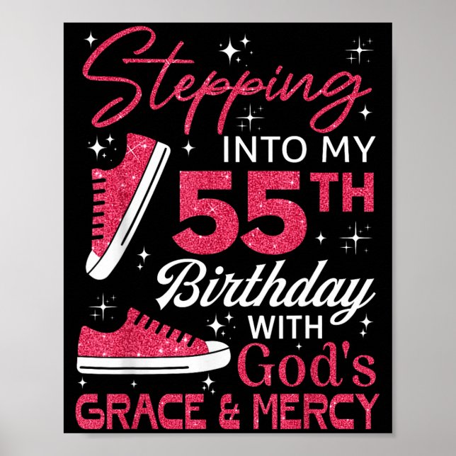 Poster Entrando Em Meu 55º Aniversário Com A Graça De Deu (Frente)