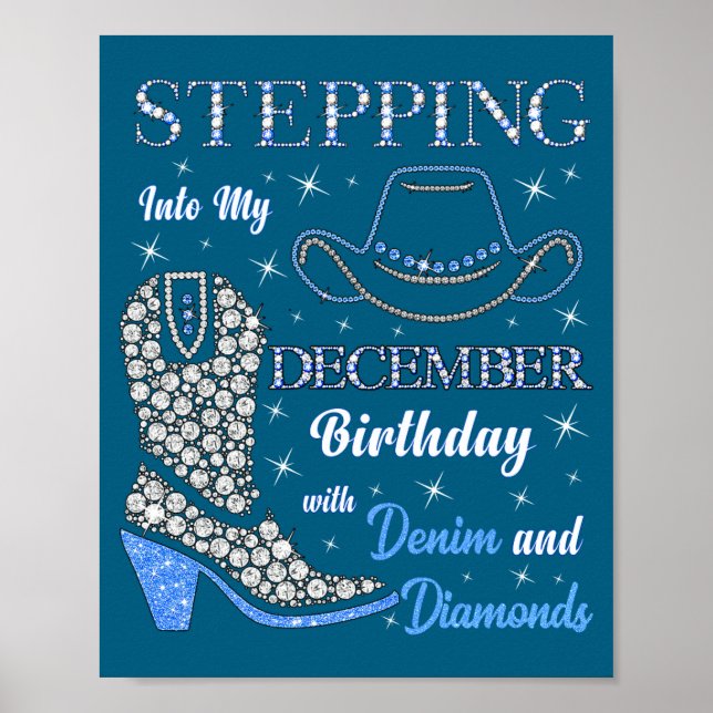 Poster Entrando Em Meu Aniversário De Dezembro Com Denim  (Frente)