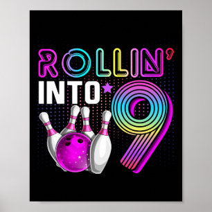 Poster Entrando na Festa de Aniversário de Boliche de 9 A