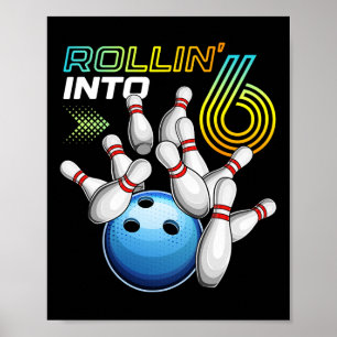 Poster Entrando no 6 Festa de Aniversário de Boliche Retr