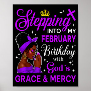 Poster Entrando no meu aniversário de fevereiro Afro Pret