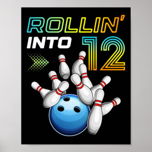 Poster Entrando nos 12 Aniversário de Boliche Retrô de 12