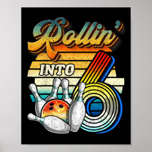 Poster Entrando nos 6 Aniversário de Boliche Festa de 6º 