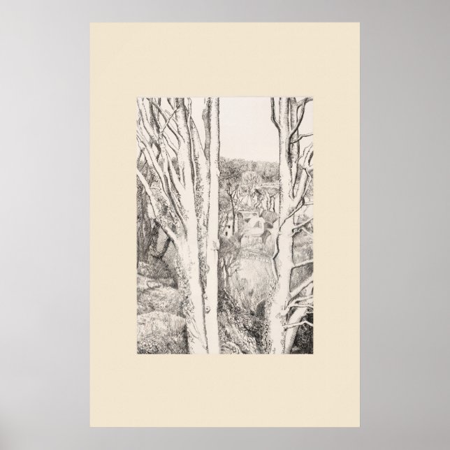 Poster Entre as Árvores Cornwall Eleanor Hughes Reimpress (Frente)