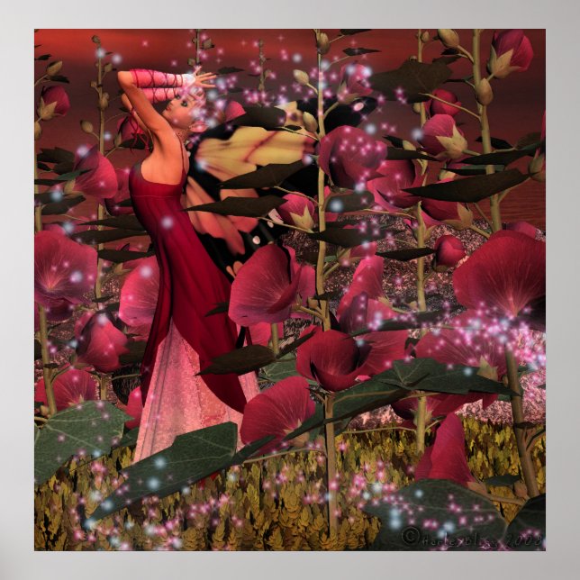 Pôster Entre os hollyhocks (Frente)