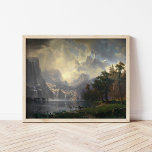 Poster Entre Sierra Nevada, CA | Albert Bierstadt<br><div class="desc">Em Serra Nevada, Califórnia (1868), por Albert Bierstadt, está uma pintura paisagística espantosa que mostra a grandeza das montanhas de Sierra Nevada. Com picos torrenciais, céus expansivos e vales exuberantes, Bierstadt captura a majestade e a beleza intocada do Ocidente Americano. A luz vívida e os contrastes dramáticos da pintura refletem...</div>