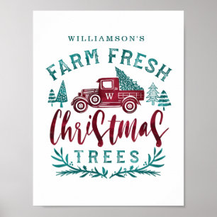 Poster Entrega de Árvore de Natal de Caminhão Vermelho fa