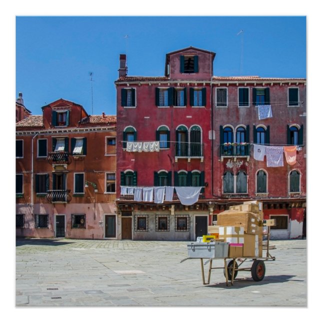 Pôster Entrega de caixas em Veneza (Frente)