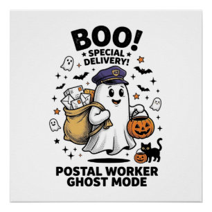Pôster Entrega de Halloween no Modo Fantasma do Trabalhad