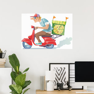 Poster Entrega de Pizza Moped
