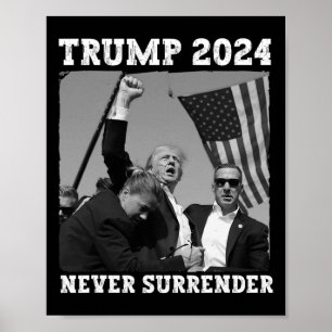 Poster Entregue-se Camisa Trump 2024 Salve a América Trum
