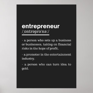 Poster Entrepreneur Definition Funny Business Owner Gift