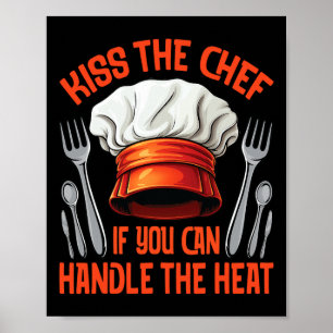 Poster Entusiasta de Culinária Beijo de Chef Grelhando De