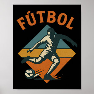 Poster Entusiasta de Futebol Estilo Retro Vintage