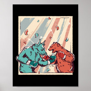 Poster Entusiastas De Boxeamento Do Urso Da Tela Retro