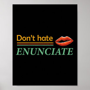 Poster Enunciar Diversão do Lip do Sinal ASL Lendo surdo 