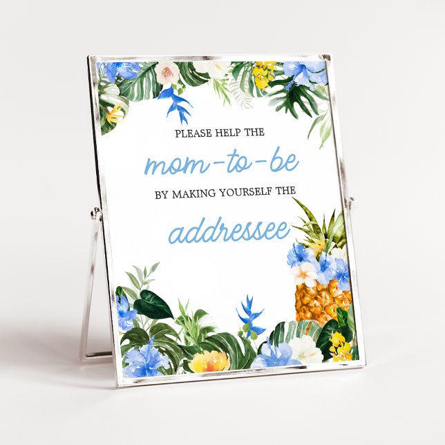 Poster Envelope de Chá de Bebê de Abacaxi Aloha Estação d (Aloha Baby Shower Sign)