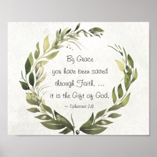 Poster Ephesianos 2:8 Por Grace, você foi salvo
