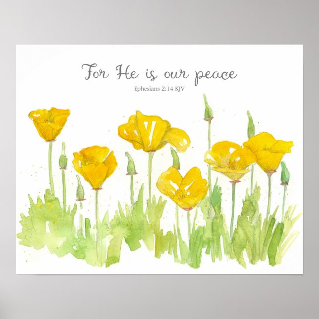 Poster Ephesians Scripture California Poppy Flowers (Frente)