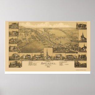 Pôster Ephrata, mapa panorâmico do PA - 1887