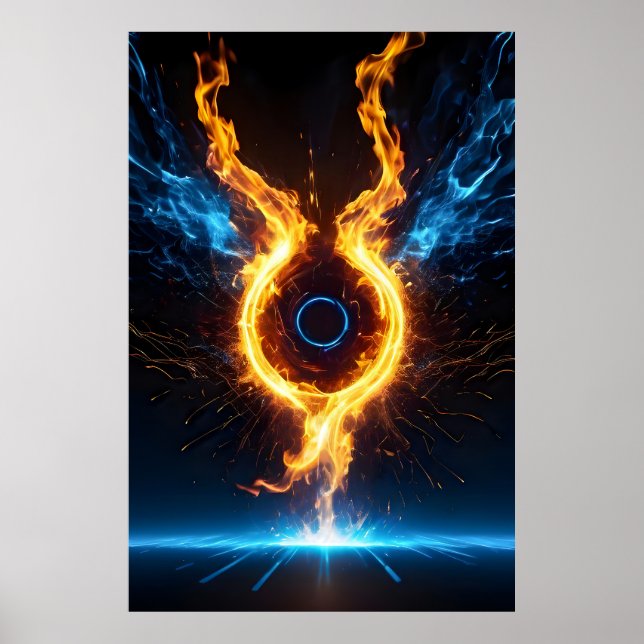 Poster Epic Elemental Magic Ring Blue Orange Fire (Frente)