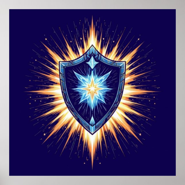 Poster Epic Fantasy Shield with Radiant Energy Burst – Ma (Frente)